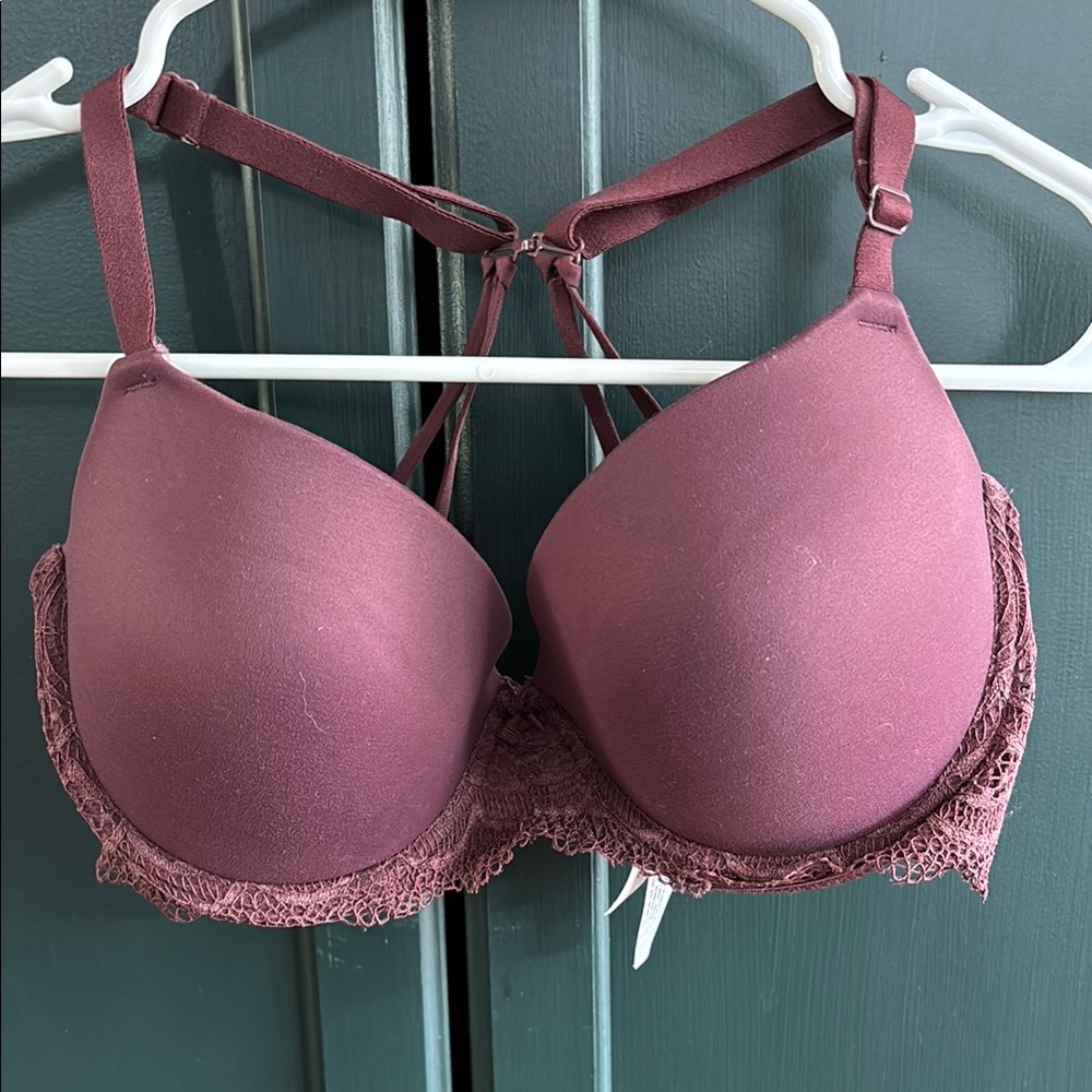Auden Purple Lace Trim Bra with Underwire